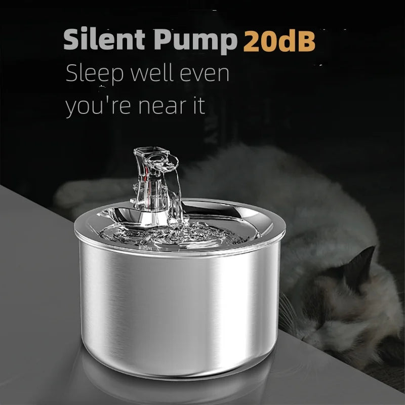 2L Stainless Steel pet water dispenser, Automatic  with optional sensor and Filtration System
