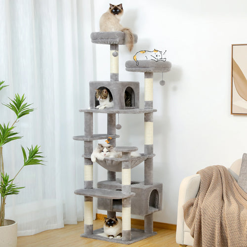 184cm Large Cat Tree Tower for Indoor with Scratching Posts, Hammock, Padded Perches and Condos