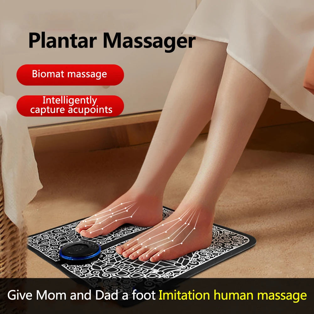 8 Modes Foot Circulation Massage Pad, USB Rechargeable, Leg Muscle Stimulator, Remote Control