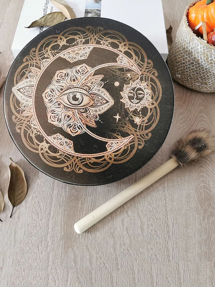 Alchemical Moon Drum Shaman Drum Tree of Life Sound Healing Tool for Spiritual Music Meditation