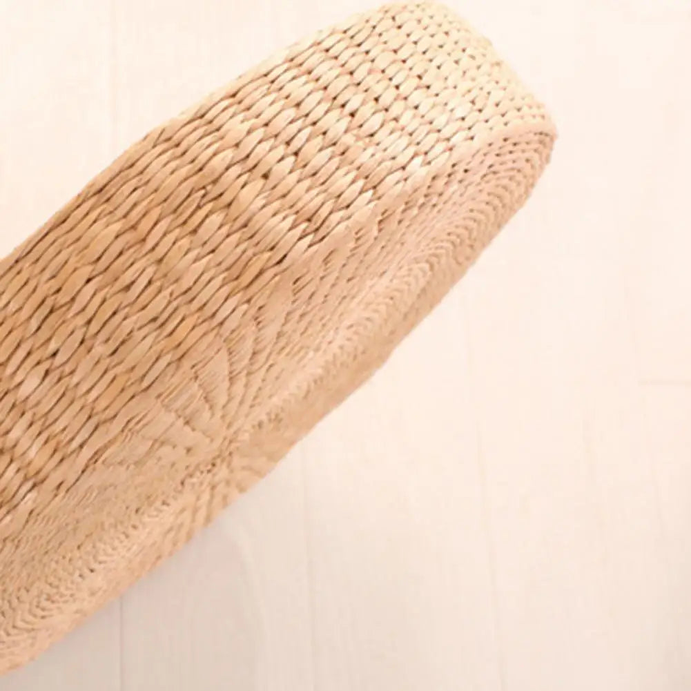 Tatami Cushion Round Straw Handmade Pillow for Floor, Meditation Woven Pillow