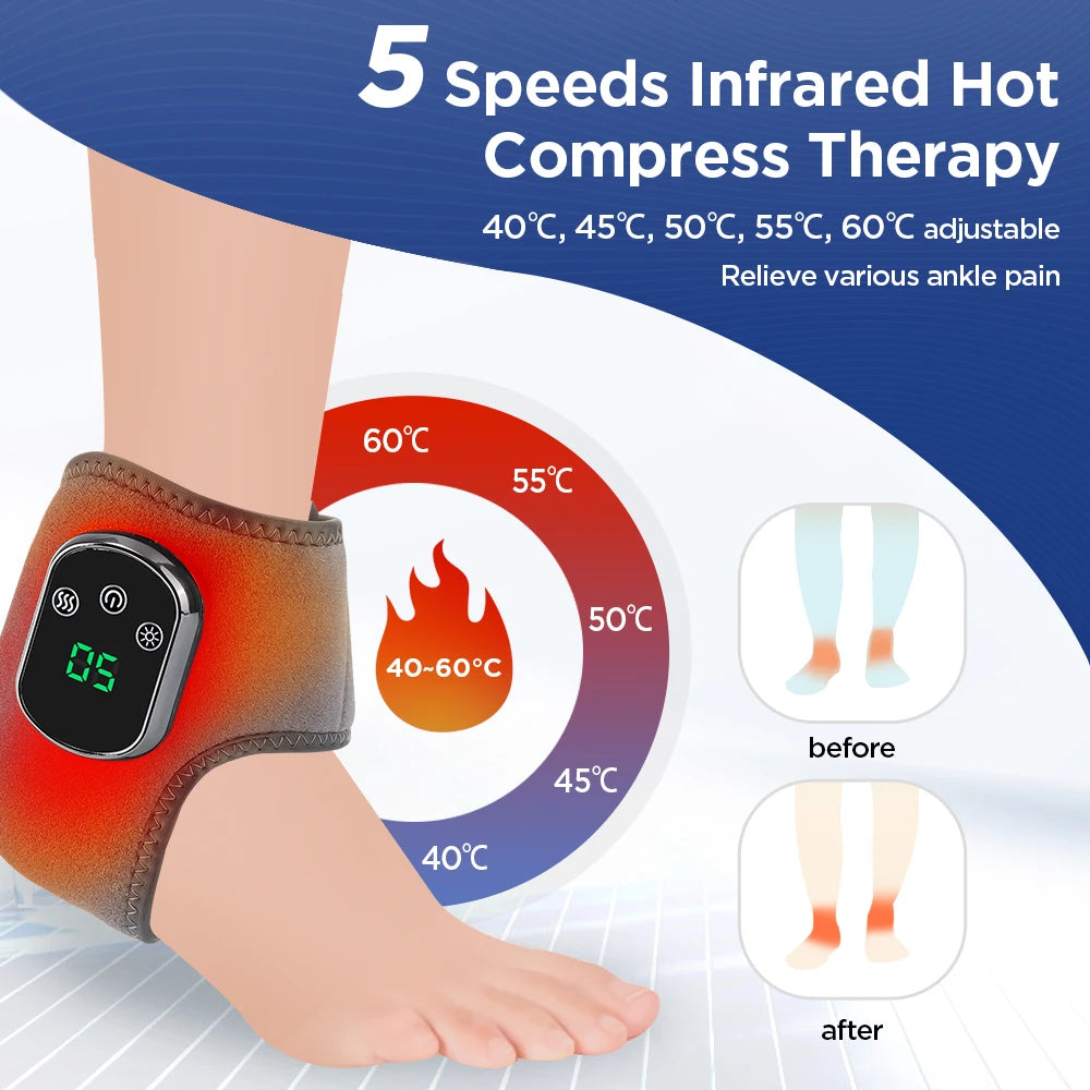 Electric Foot Massager, Hot Compresses, Vibration Massager with Breathable Material for Foot and Ankle