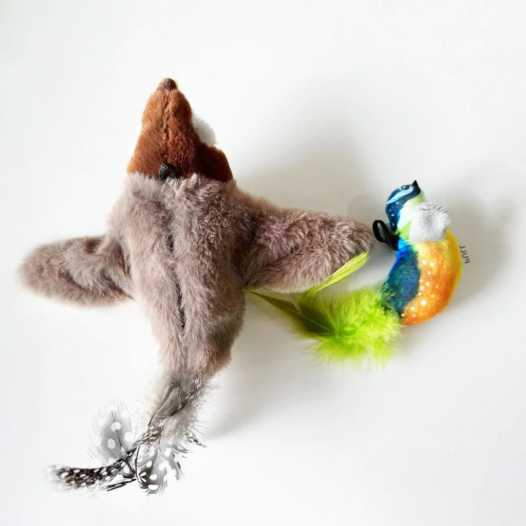 Simulated Bird Cat Toy Interactive Rechargeable Chirping, Flapping Wings, Catnip, Touch Activated