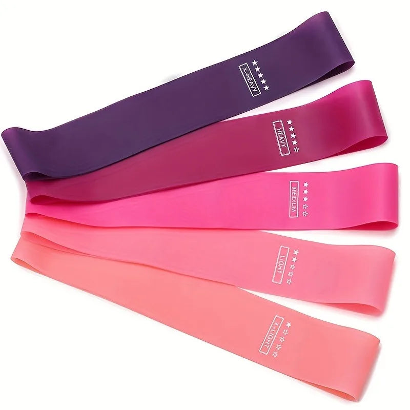 5 Pcs Pink Resistance Bands Set, Workout Bands Elastic Fitness Loop for Leg and Butt Exercise,