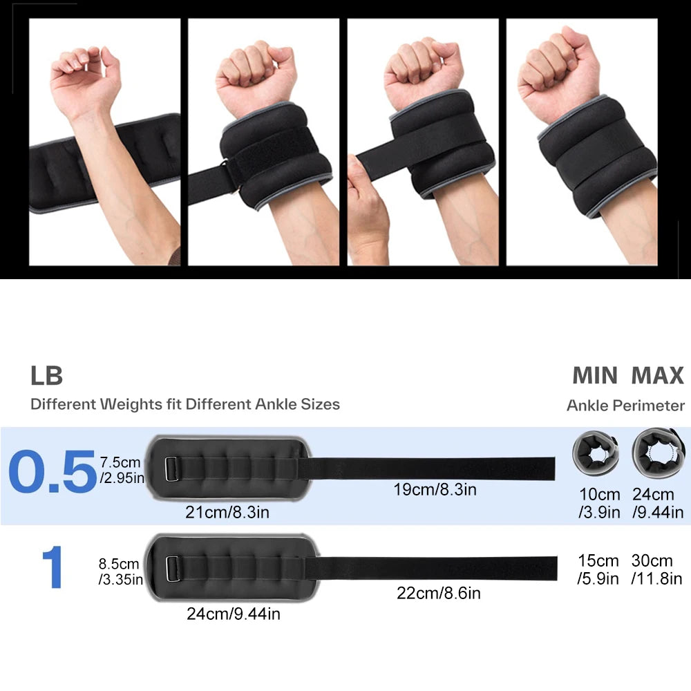1 Pair Adjustable Ankle Weights (0.5kg/1kg) – Neoprene Leg & Arm Straps for Fitness, Therapy & Home Workouts