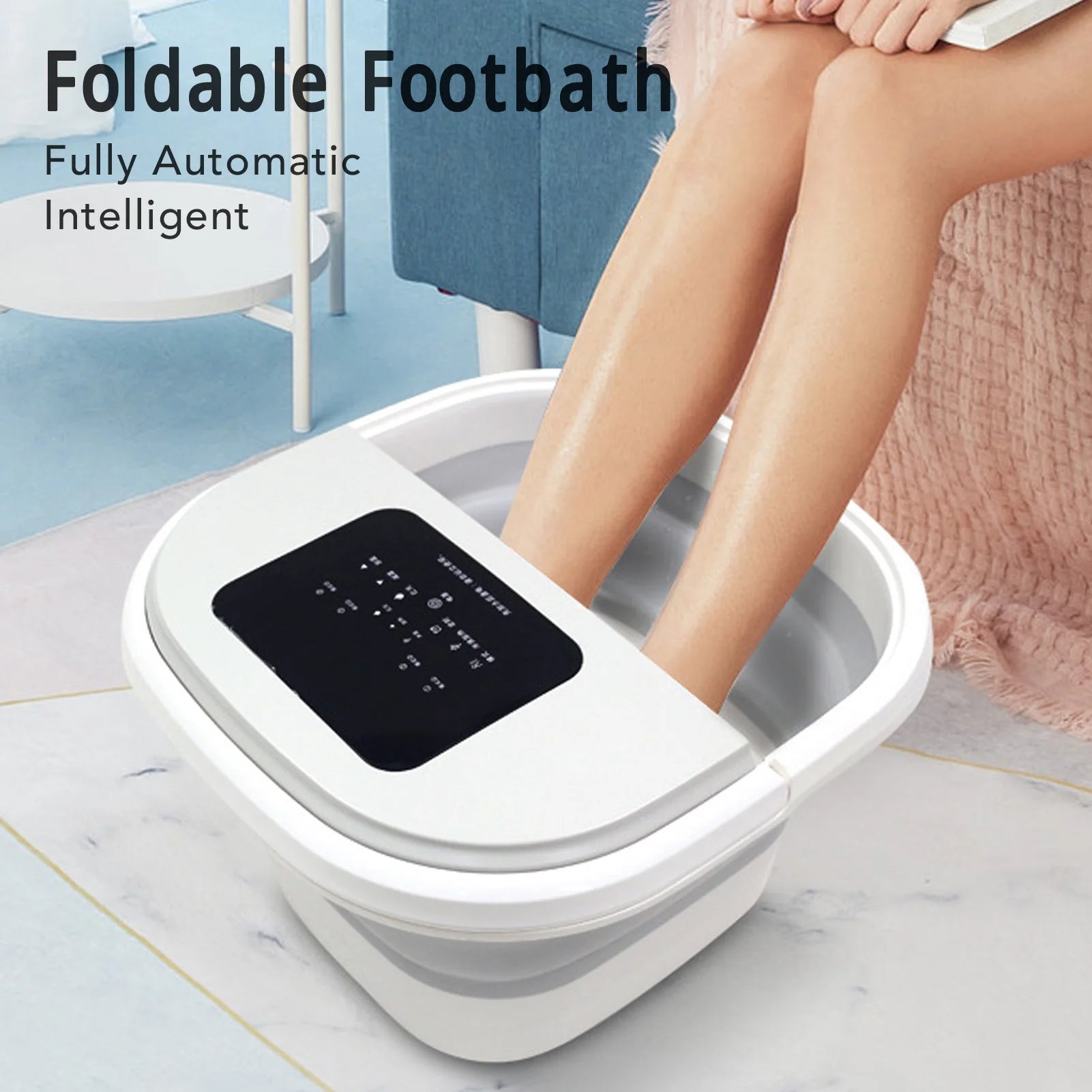 Foot Soak Tub Smart Foldable 420W 8L Large Capacity Heating Foot Massager with 8 Set Rollers