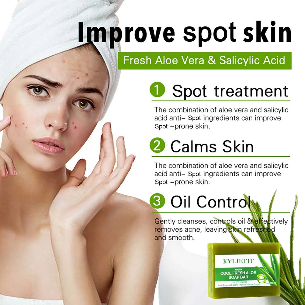 Aloe Vera Soap Bar With All Natural Ingredients, Reduce Dark Spots, Brightening, Oil Control, Clean Skin, Exfoliation