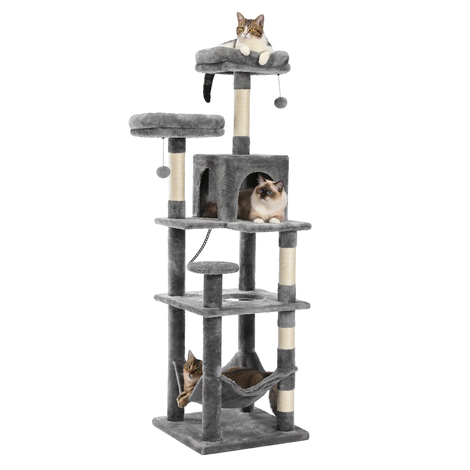 Large Cat Tree Tower Multi-Level Plush Cat Condo with Scratching Posts, Scratching Boards, Perches Caves