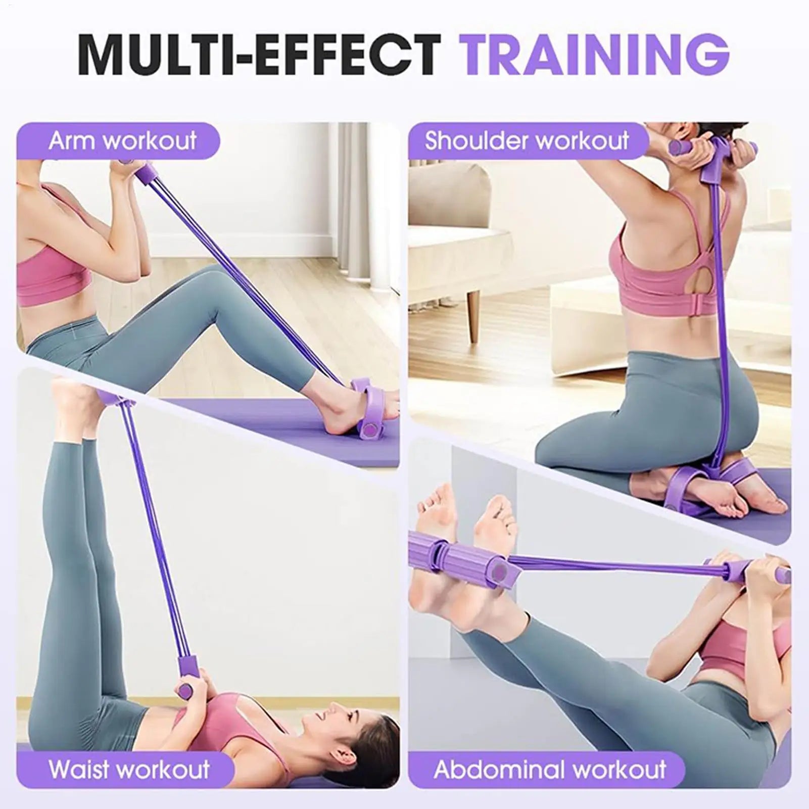 6-Tube Resistance Band Multi Function Tension Elastic Rope, Yoga Pedal Puller