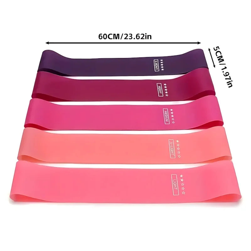 5 Pcs Pink Resistance Bands Set, Workout Bands Elastic Fitness Loop for Leg and Butt Exercise,