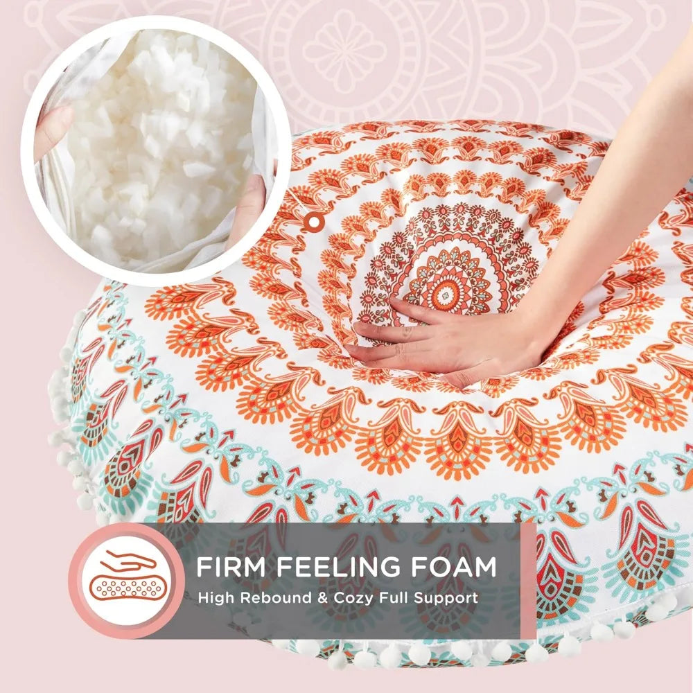 Floor Pillows Set of 2, 32 Inch Memory Foam, Washable Coral Meditation