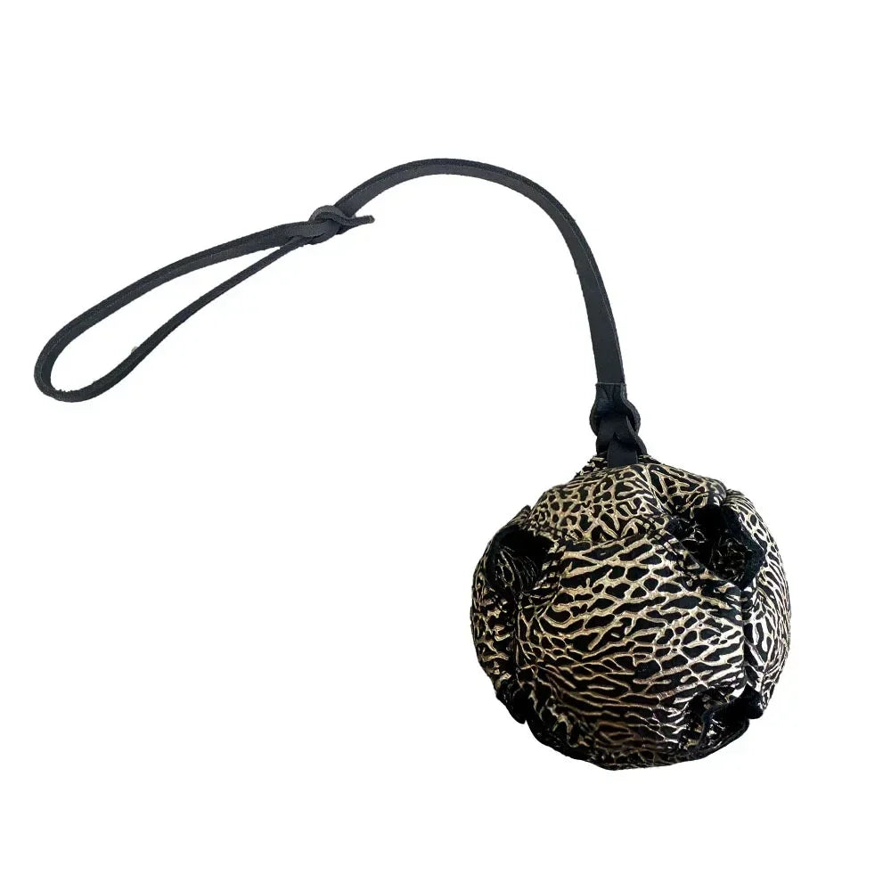 Leather Dog Training Ball Tug Toy, with a Handle Dog Bite for Fetch, Catch, Throw Pet Toys