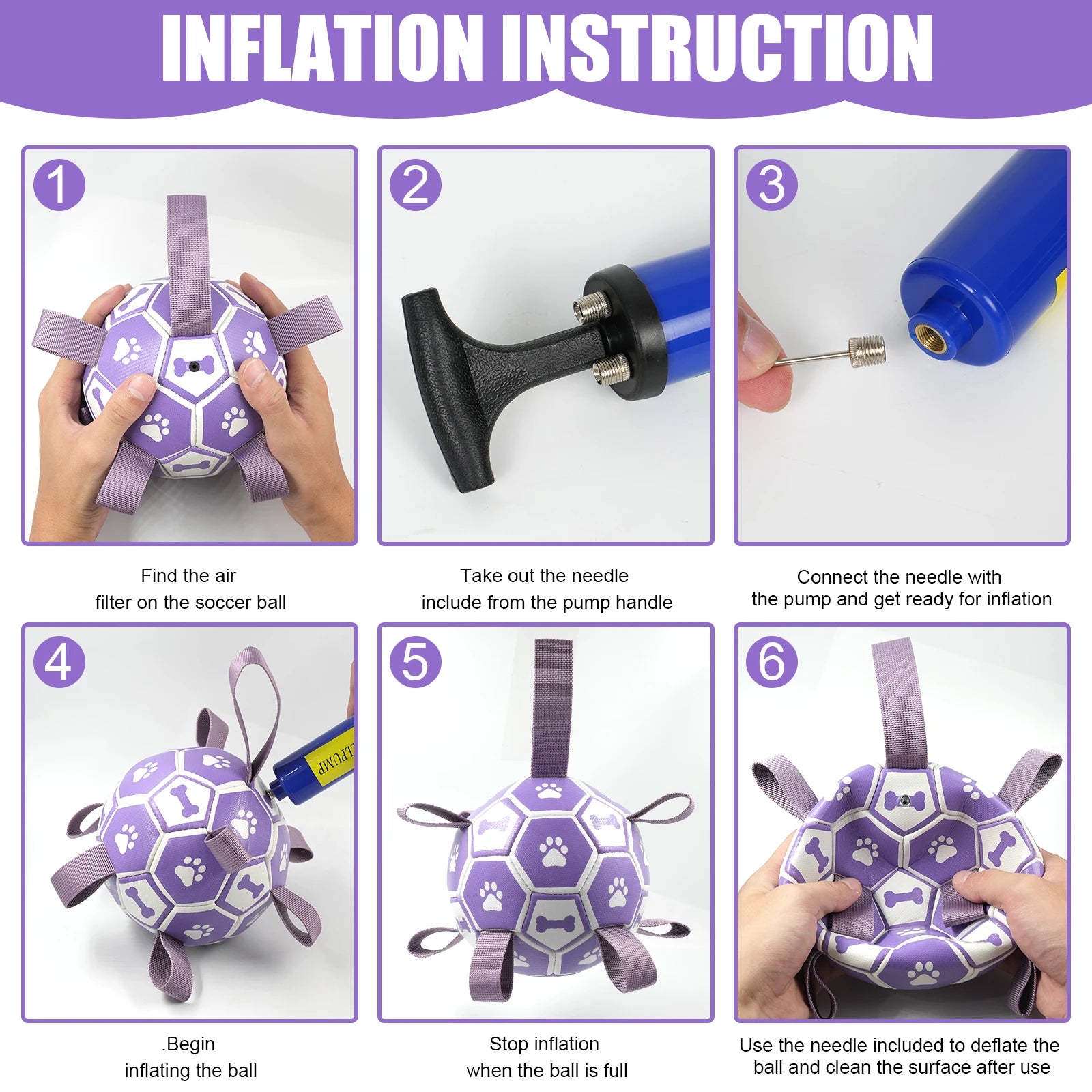 Dog Soccer Ball with Straps, Interactive Toys for Tug of War, Durable Water Toy