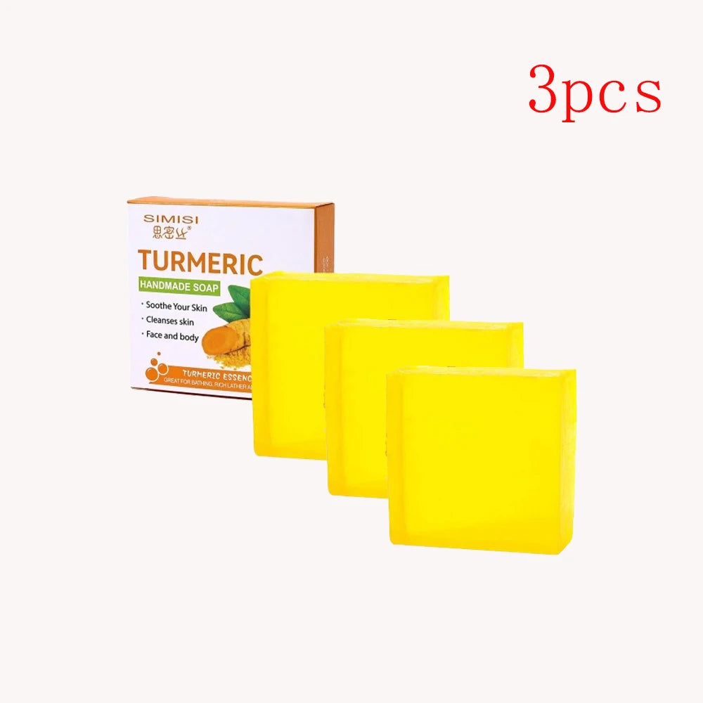 Hand Made Turmeric Soap Body Cleaning Natural Deeply Clean Skin, Refine Pores, Remove Acne