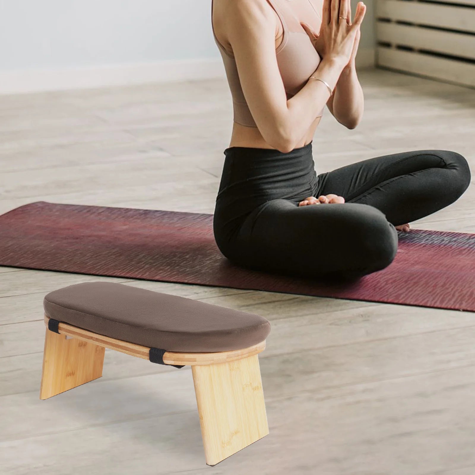 Wooden Foldable Meditation Stool: Portable Kneeling Bench for Home Yoga & Mindfulness