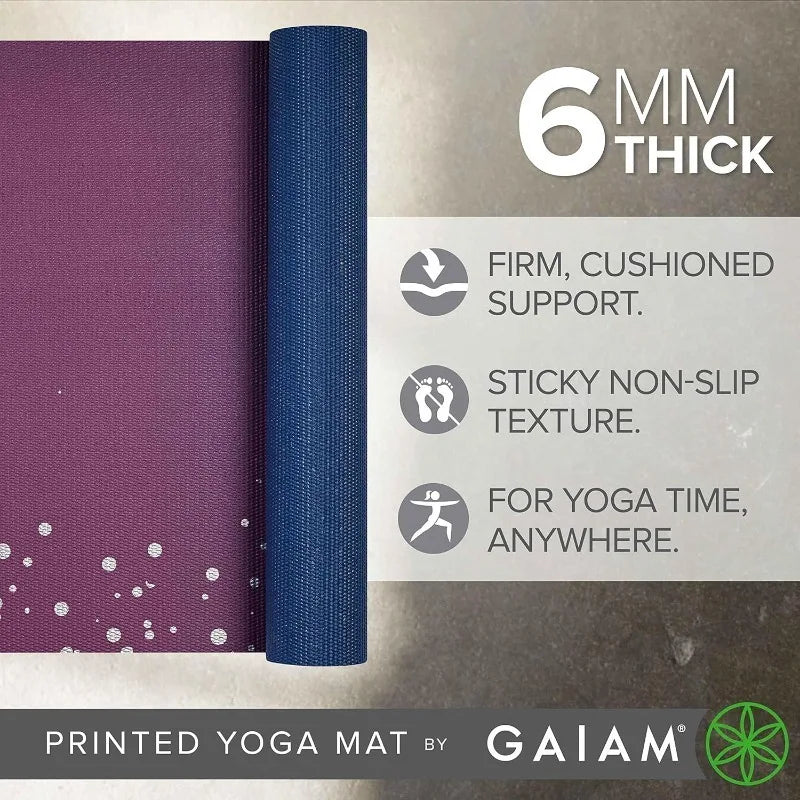 Gaiam Yoga Mat - Premium 6mm Print Extra Thick Non Slip for Yoga, Pilates & Floor Workouts