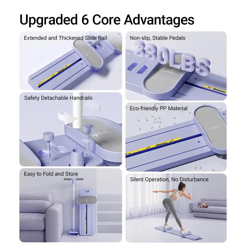 "Foldable 3-in-1 Ski Trainer: Leg, Pelvic & Hip Strengthener, Home Gym Equipment"