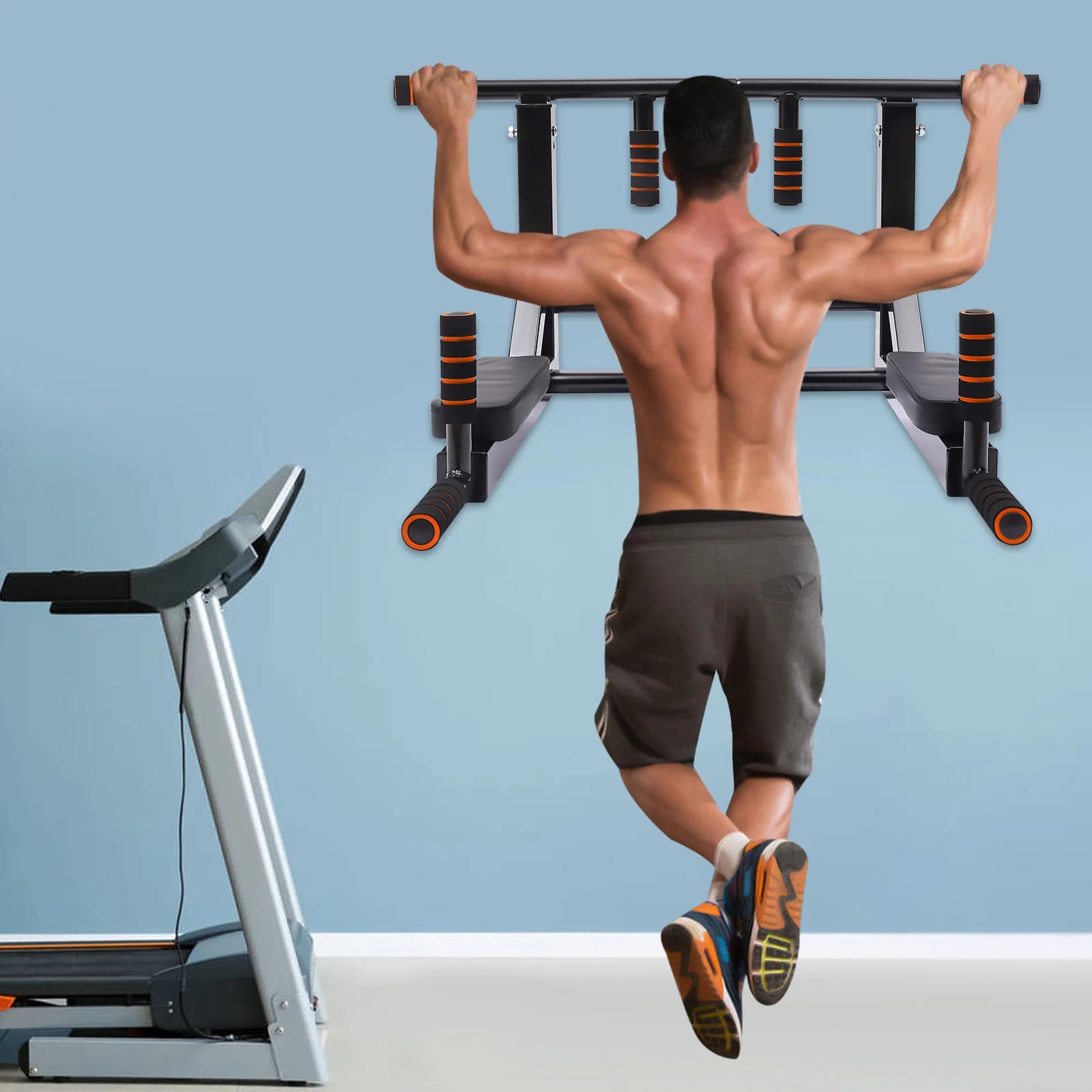 Wall-Mounted Pull Up Bar 440lbs Capacity Space-Saving for Home Gym & Full-Body Workouts