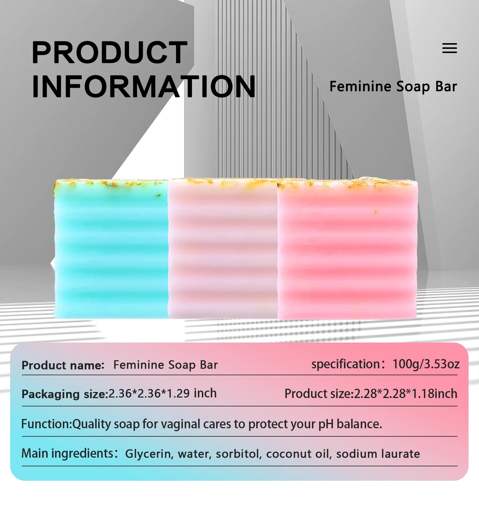 100g Natural Feminine Care Soap for PH Balance, Odor Control & Hydration Handmade Feminine Soap Bar