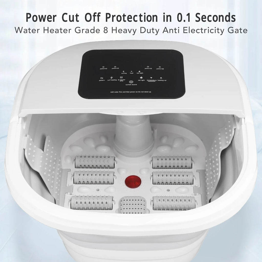 Foot Soak Tub Smart Foldable 420W 8L Large Capacity Heating Foot Massager with 8 Set Rollers