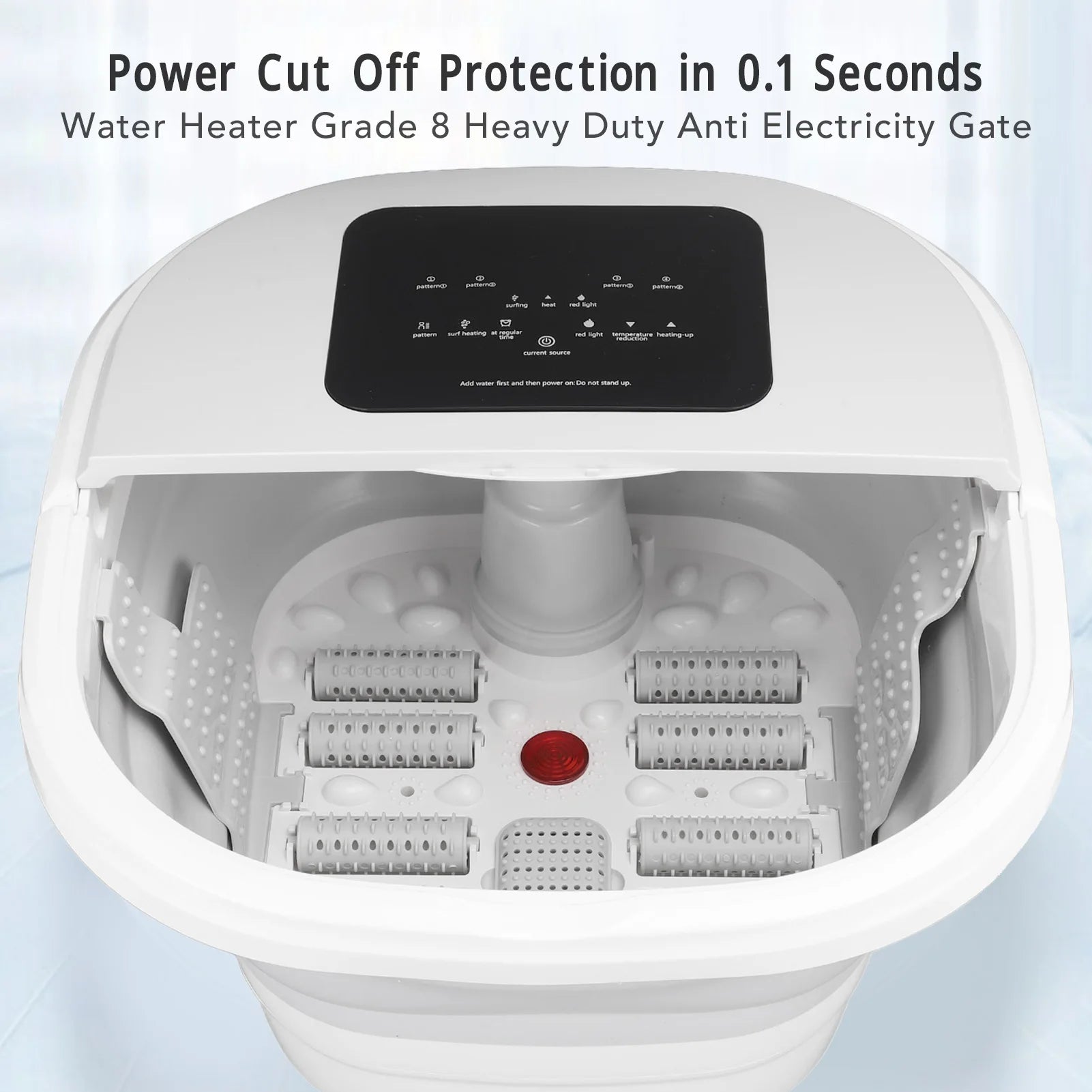 Foot Soak Tub Smart Foldable 420W 8L Large Capacity Heating Foot Massager with 8 Set Rollers