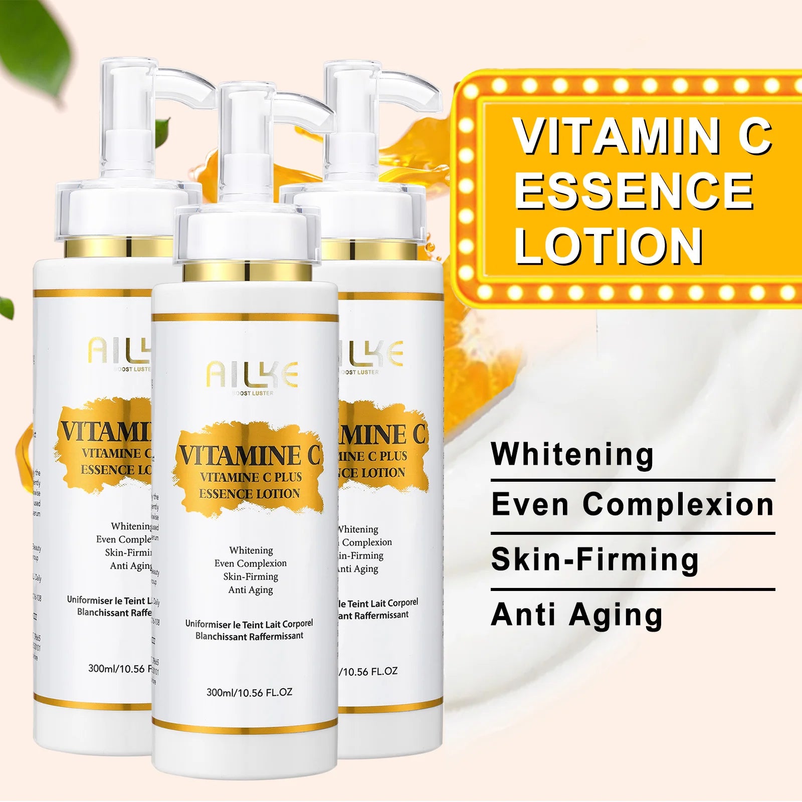 AILKE Vitamin C Skin Care Set, with Lightening Body Lotion, Even Skin Tone Face Cream, Whitening Serum, Brightening Soap