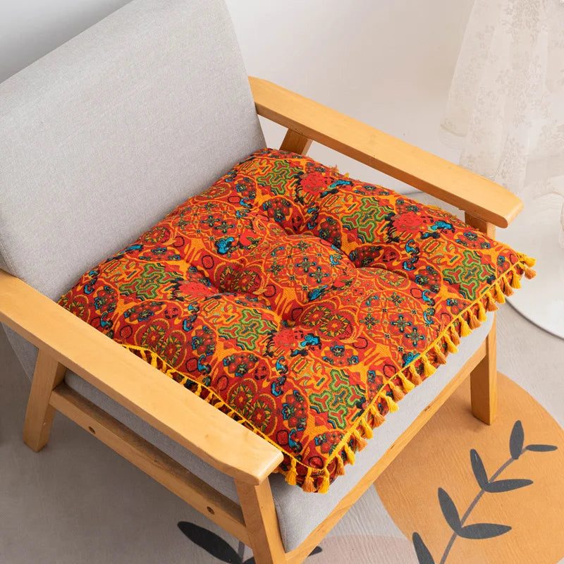 1pc Boho Style Floor Pillow, Square Cushion Meditation Pillow 50cm