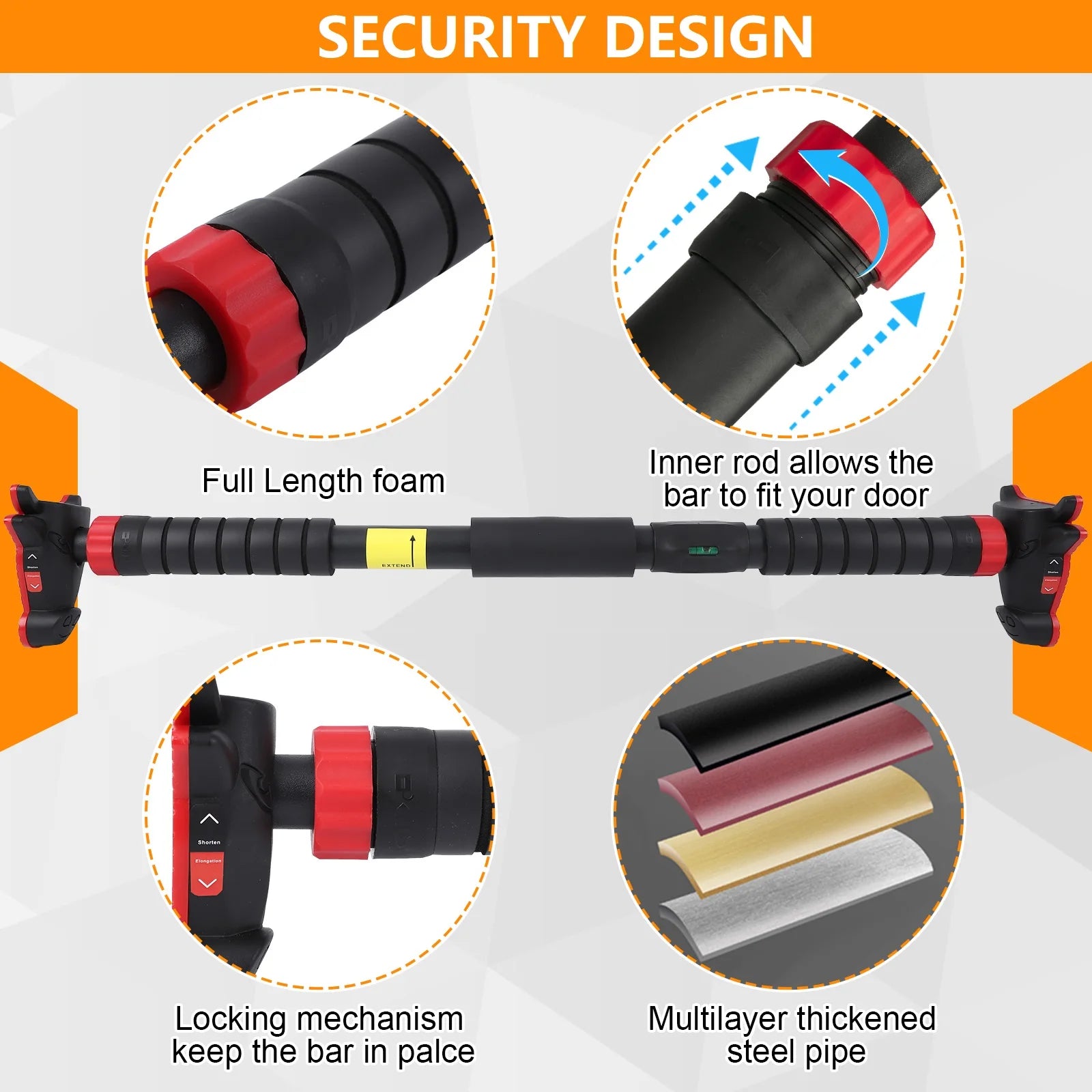 Pull Up Bar for Doorway No Screws Non Slip Strength Training Pullup Bar Adjustable