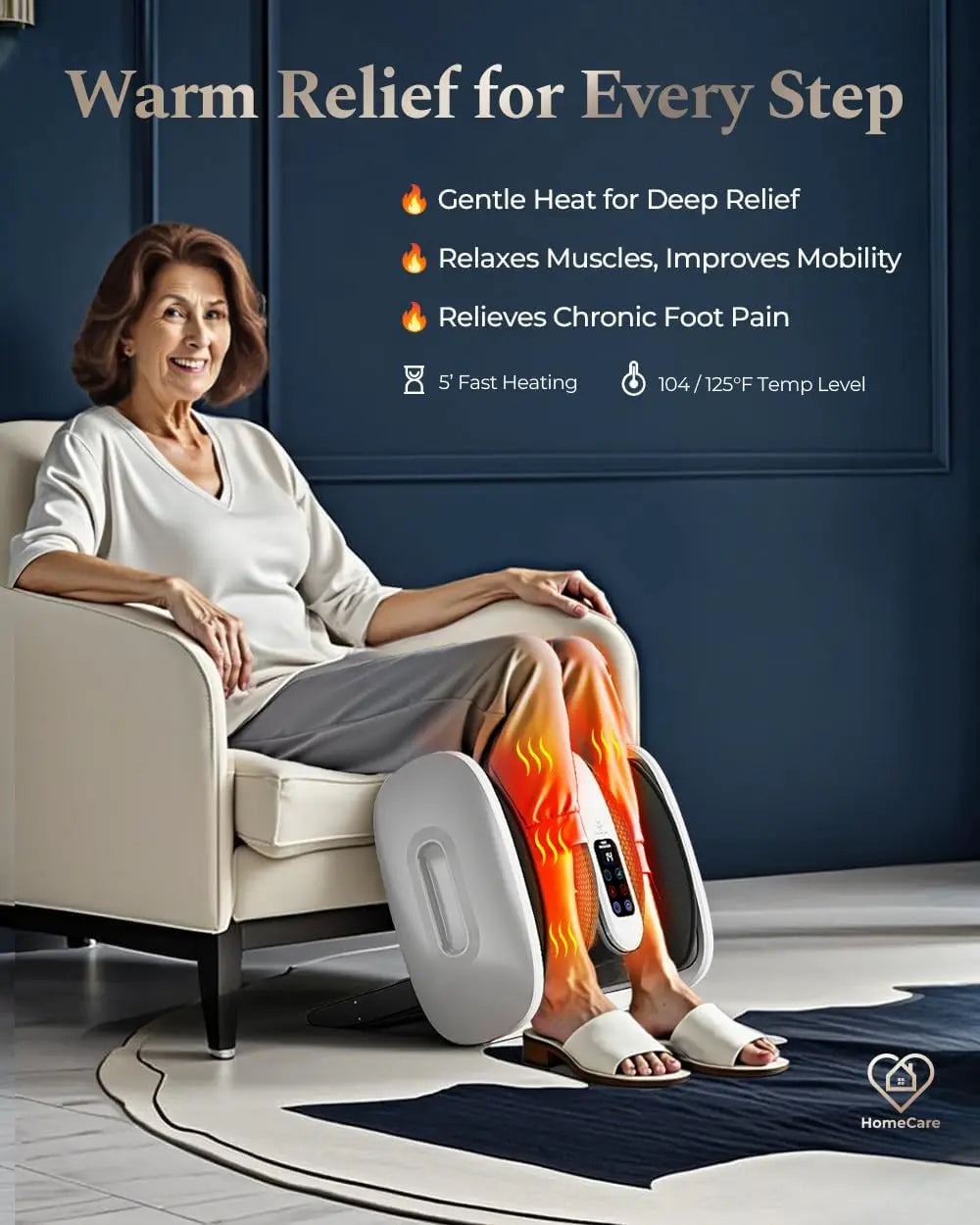 HomeCare Shiatsu Foot Massager with Heat & Ice Therapy, Deep Kneading, Pain Relief for Feet Legs Calves Ankles