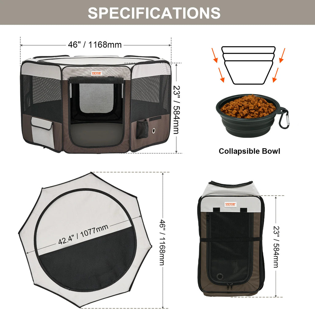 VEVOR Portable, Foldable Pet Playpen Tent Crate Kennel, Waterproof Shelter for Dog Cat Cages
