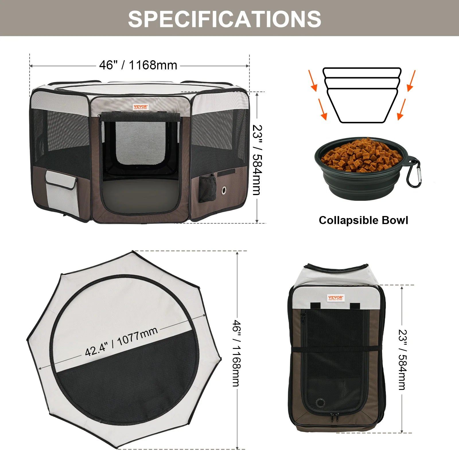 VEVOR Portable, Foldable Pet Playpen Tent Crate Kennel, Waterproof Shelter for Dog Cat Cages