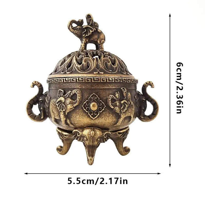 Elephant Lucky Incense Burner Metal Lotus Bowl Incense Holder With Handle  Ancient Style