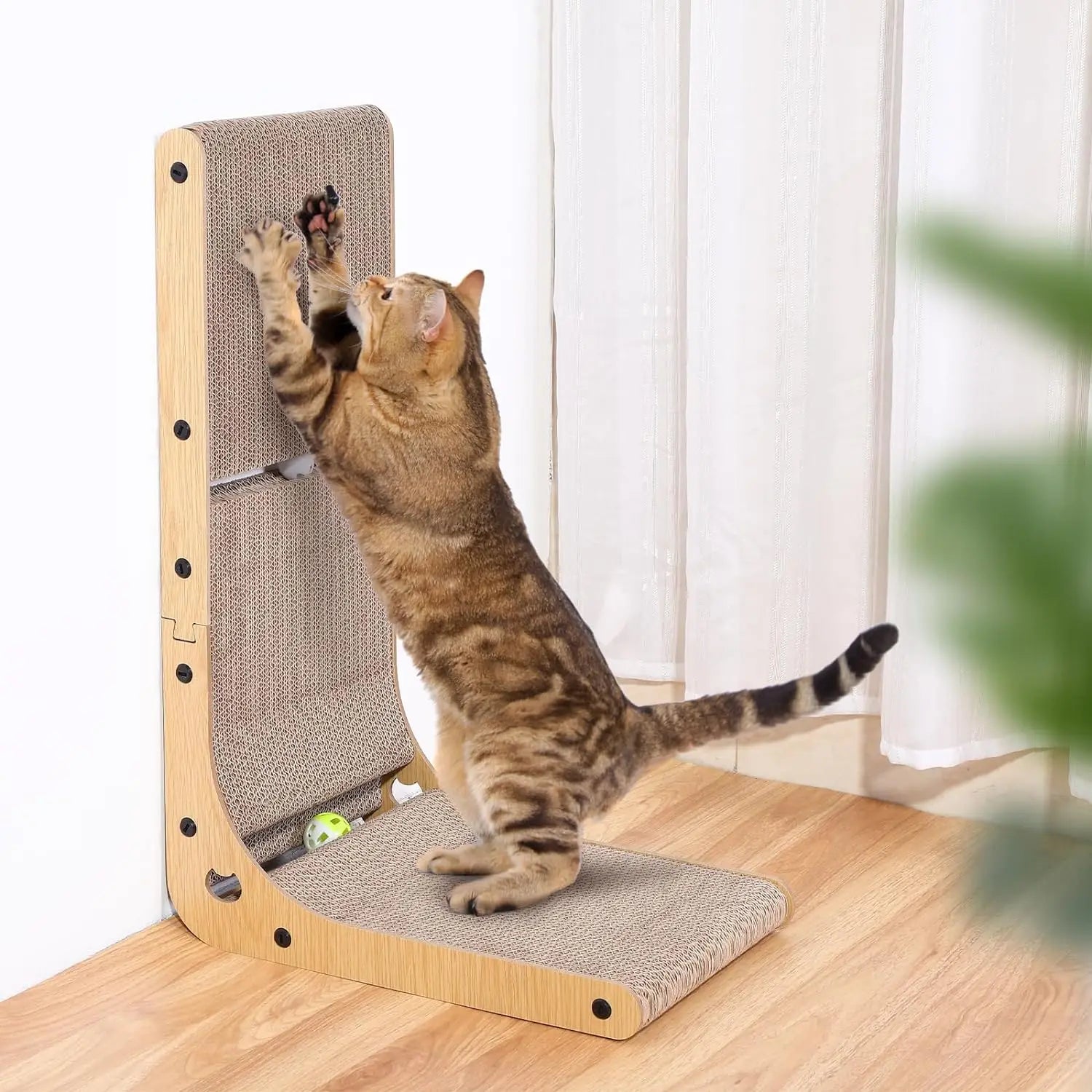 L Shape Cat Scratcher, 23.6 Inch for Indoor Cats, Protecting Furniture Scratch Pad, Cardboard