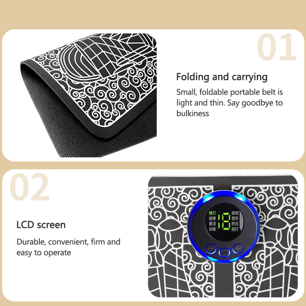 8 Modes Foot Circulation Massage Pad, USB Rechargeable, Leg Muscle Stimulator, Remote Control