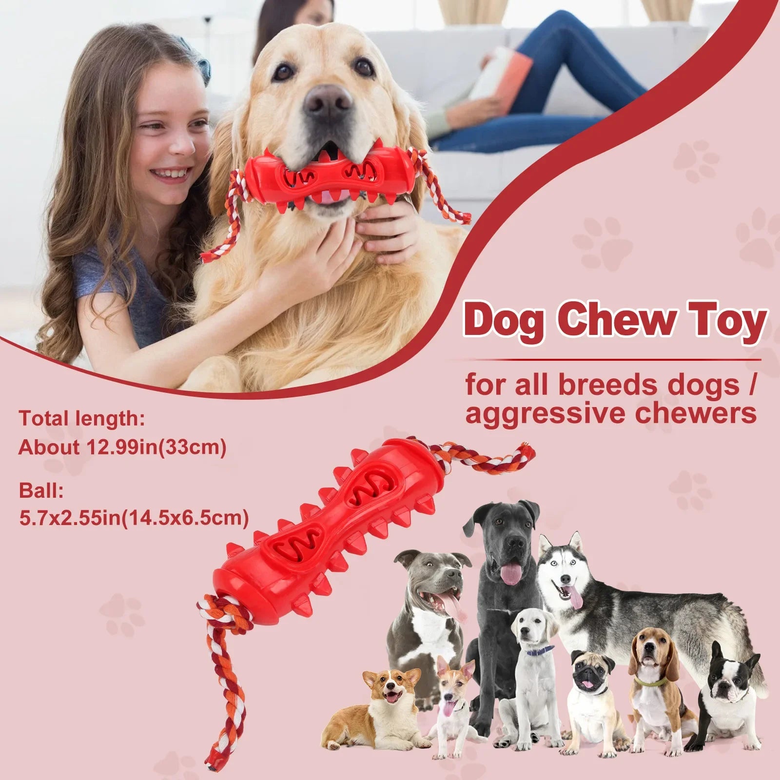 Dog Chew Toys, Safety Molar, Rod Puzzle Training Playing Biting Toy, Toothbrush Care Cleaning Stick