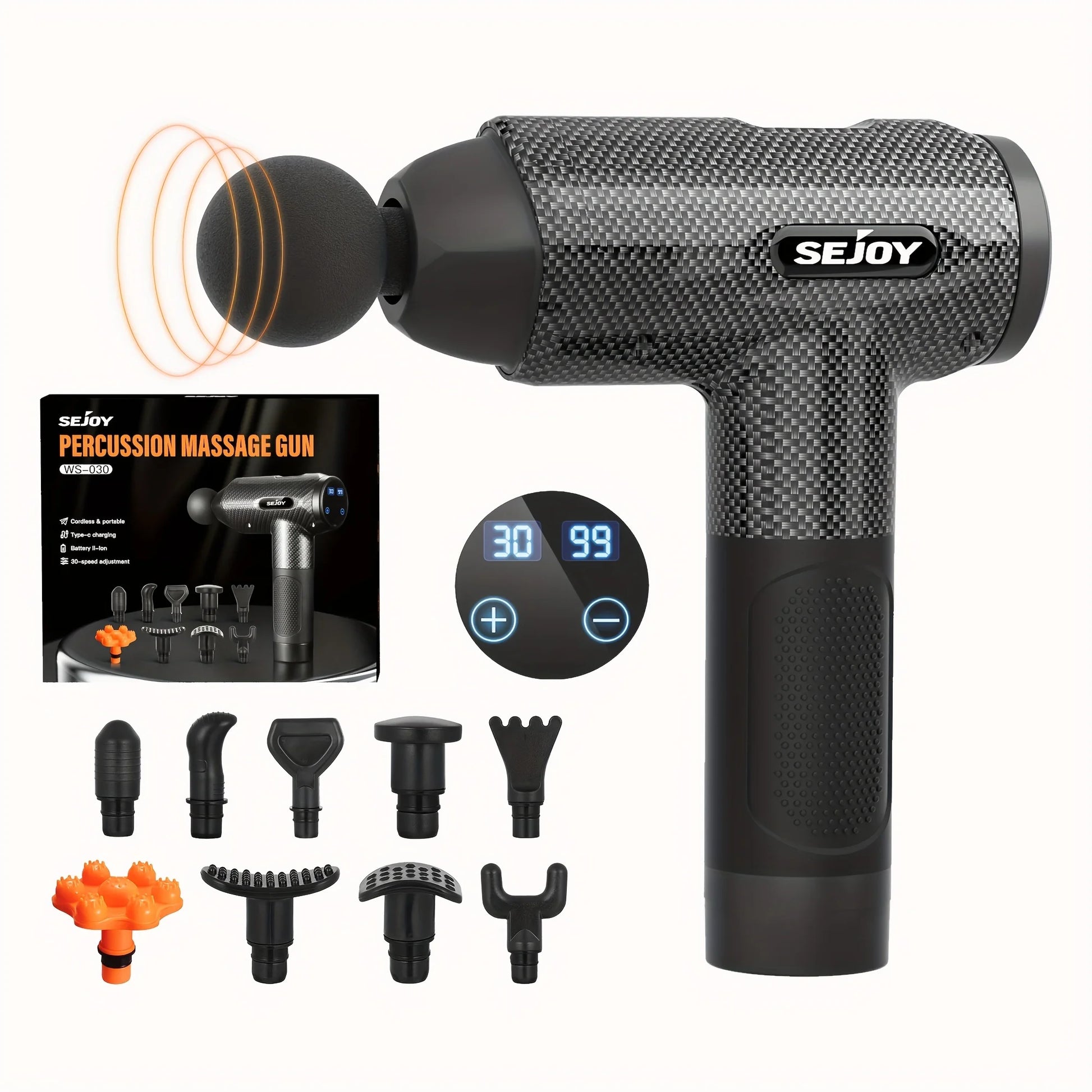 Sejoy 30 speeds Massage Gun, Percussion Massager, Deep Tissue Muscle Vibrating Relaxation