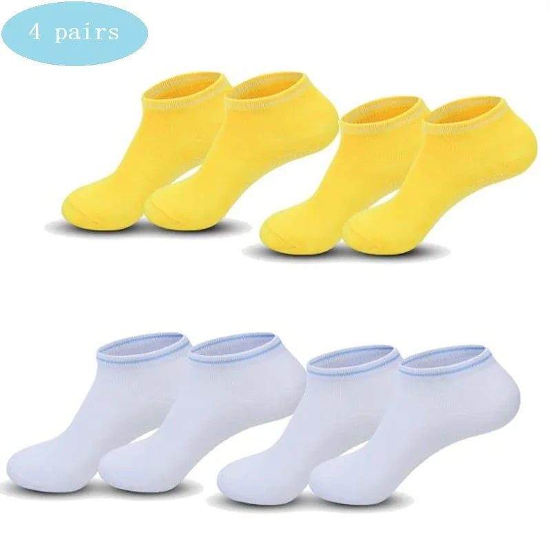 4 pairs Yoga Socks Women Cotton Silicone Non-slip Pilates Grip Towel Socks