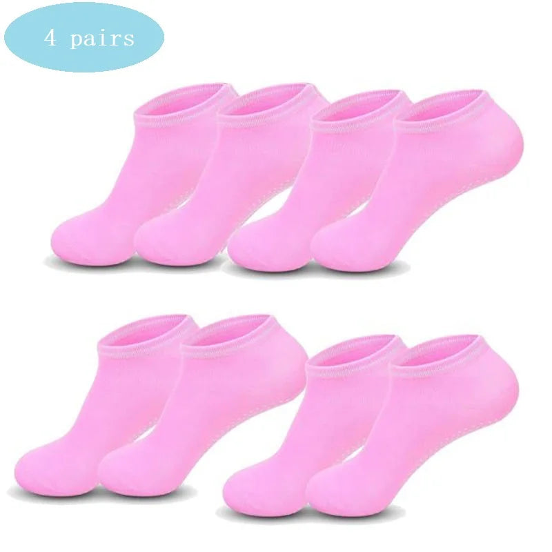 4 pairs Yoga Socks Women Cotton Silicone Non-slip Pilates Grip Towel Socks
