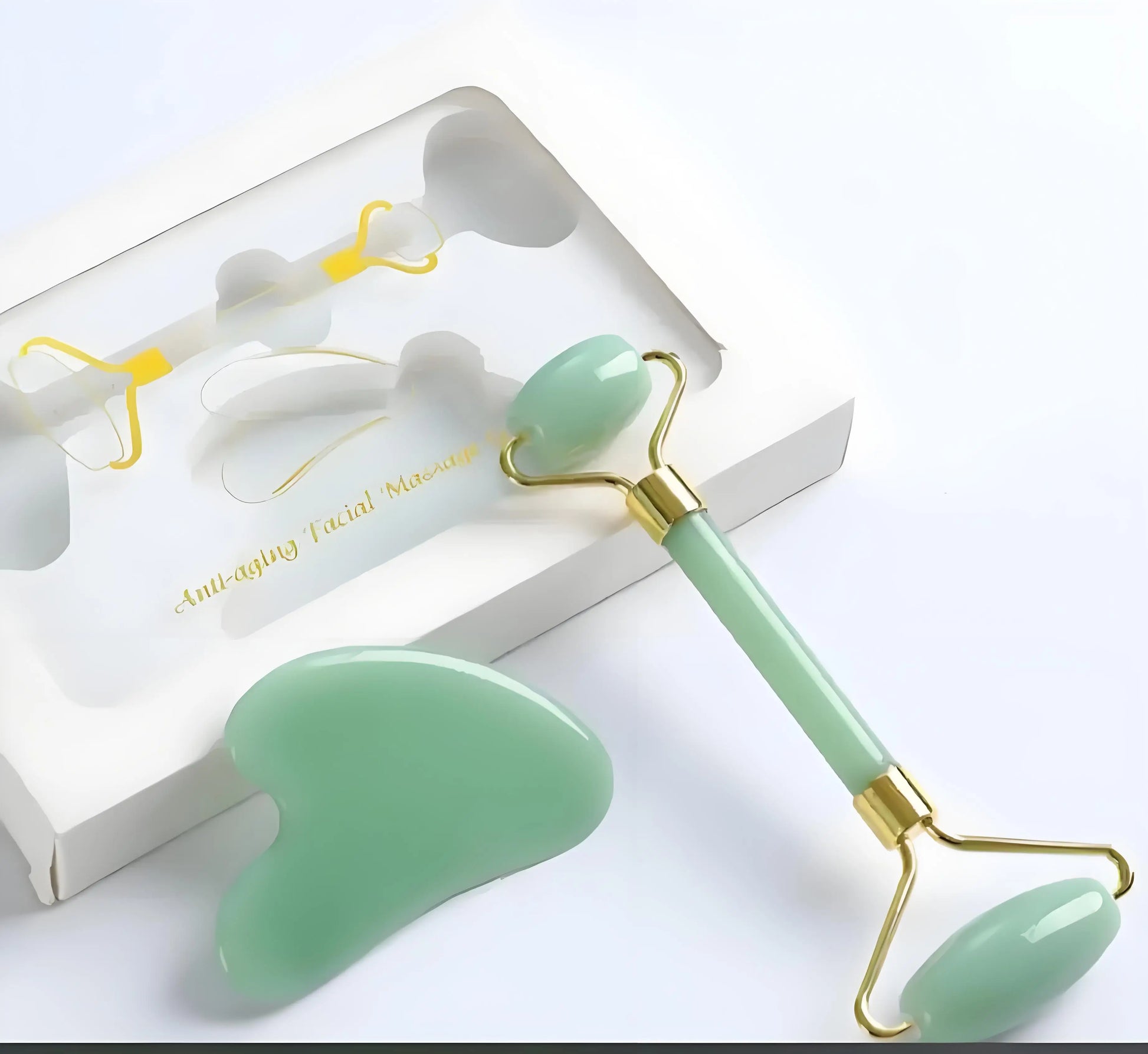 Jade Roller & Gua Sha Set - Dual Head Facial Massage Tools for Skin Care