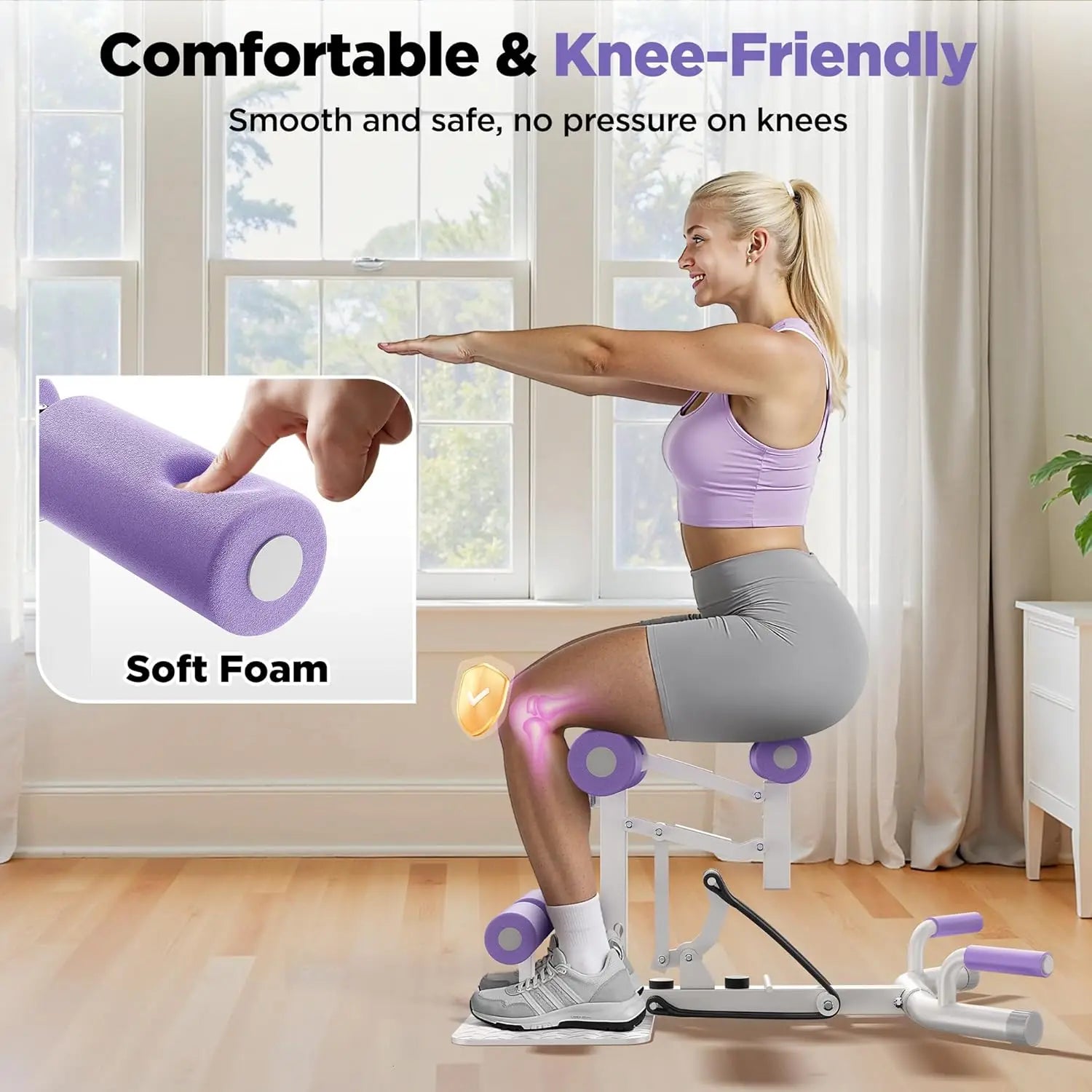 FEIERDUN Adjustable Deep Squat Machine-7 Level Resistance Glute & Leg Trainer for Home