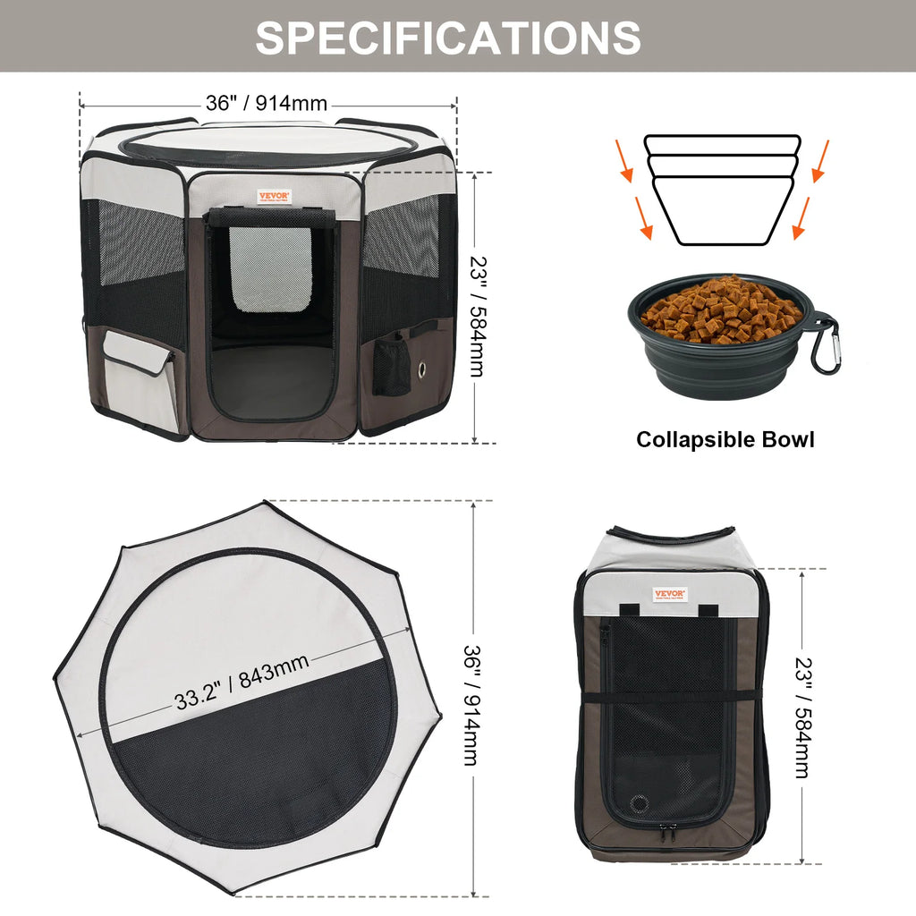VEVOR Portable, Foldable Pet Playpen Tent Crate Kennel, Waterproof Shelter for Dog Cat Cages