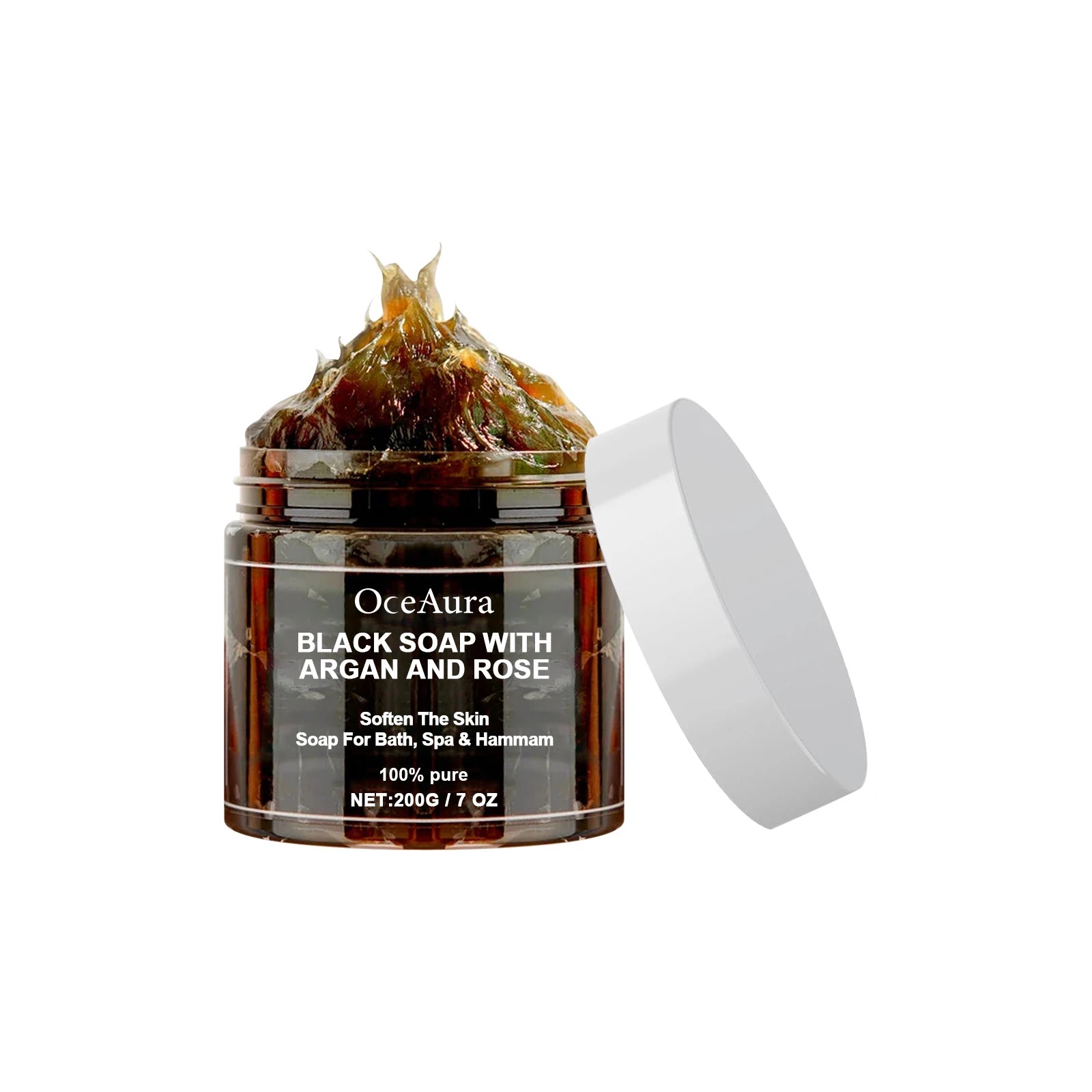 OCEAURA 200g Black Soap With Argan And Rose Body Scrub Purifying Deep Cleansing