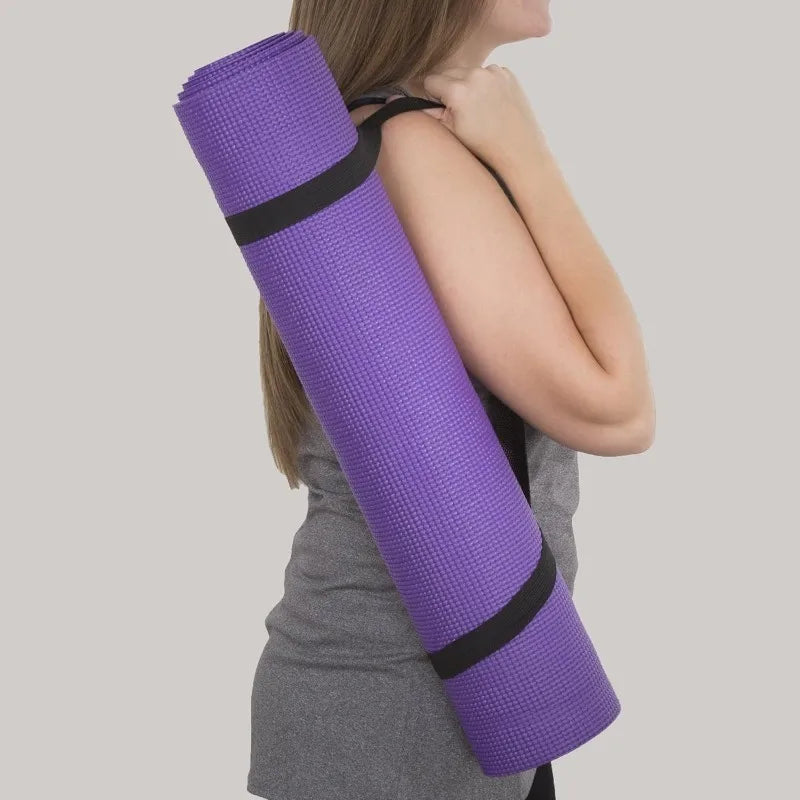Yoga Mat - Double Sided 1/4-Inch Workout Mat - 71x24-Inch for Pilates with Carrying Strap