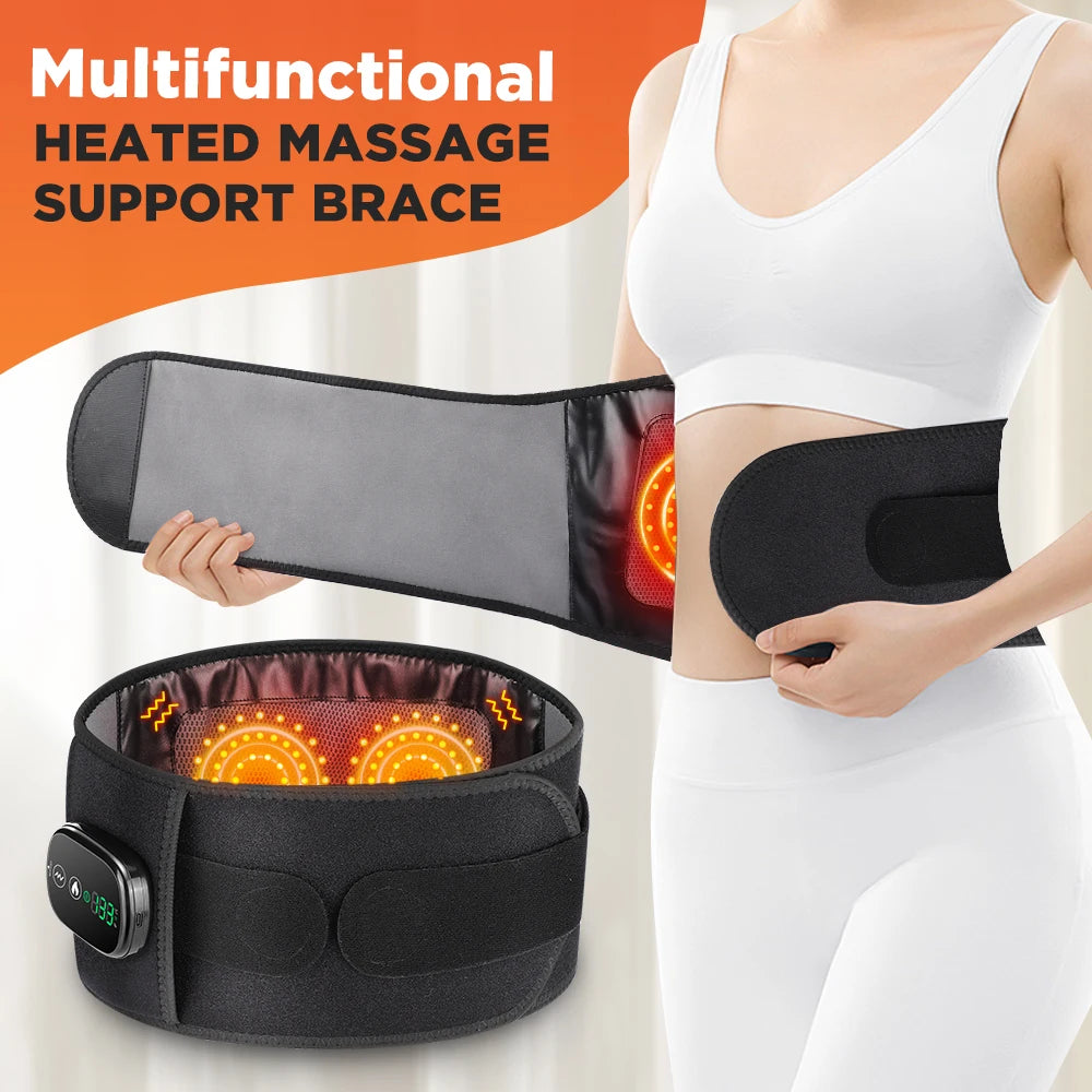 Heating Vibration Massager Belt, Waist and Lumbar Support Brace, Back Massage