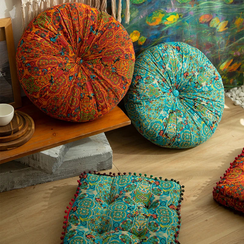 Bohemian Style Thickened Cotton Linen for Ground Tatami Mat Pillow Puff Cushion