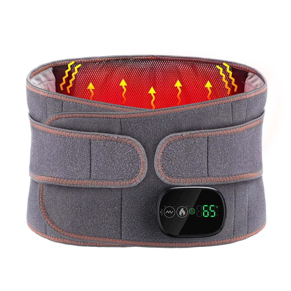 Heating Vibration Massager Belt, Waist and Lumbar Support Brace, Back Massage