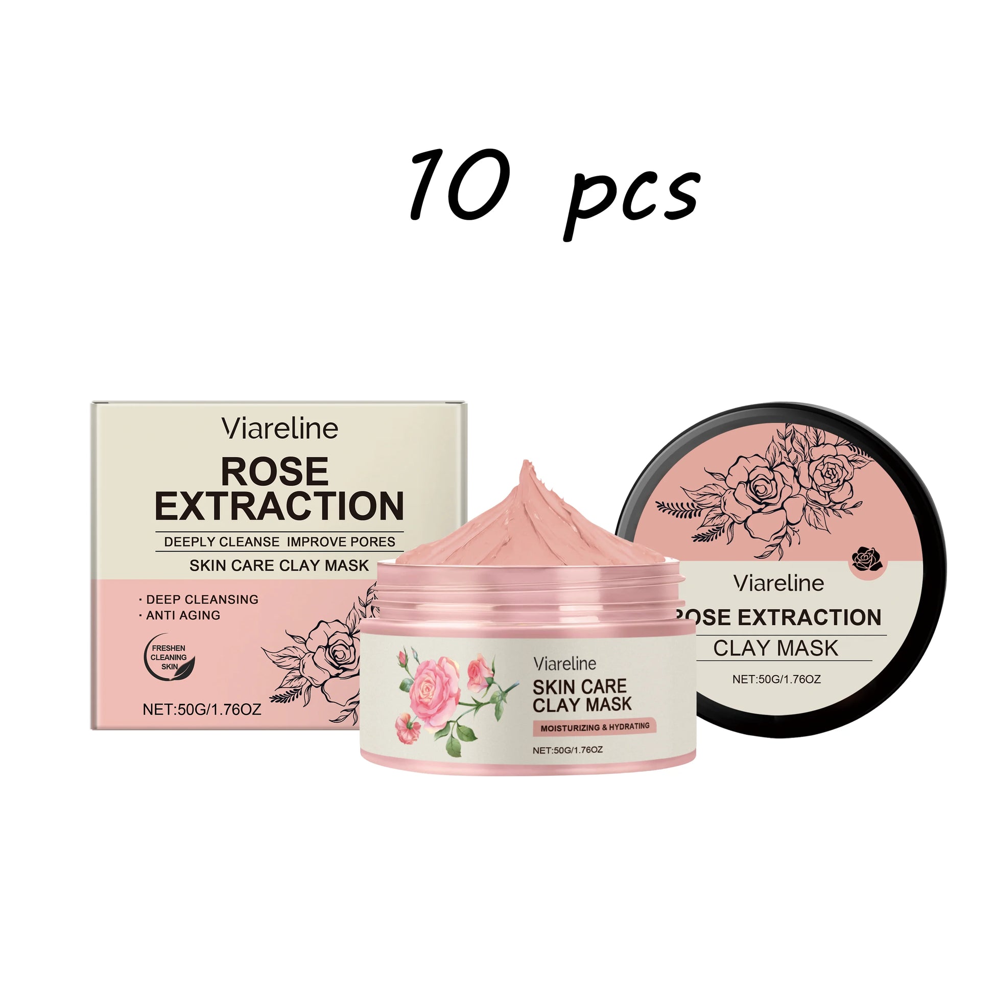 Viareline Rose Face Cleaning Mask Blackhead Remove Pore Dirt, Improve Dullness, Tightening, Gentle Mud Mask