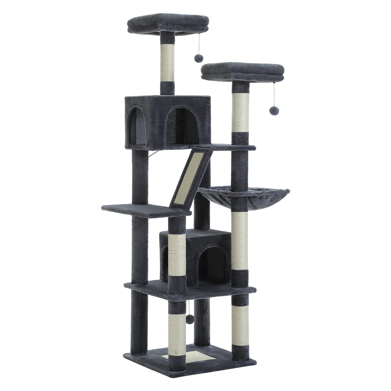 Large Cat Tree Tower Multi-Level Plush Cat Condo with Scratching Posts, Scratching Boards, Perches Caves