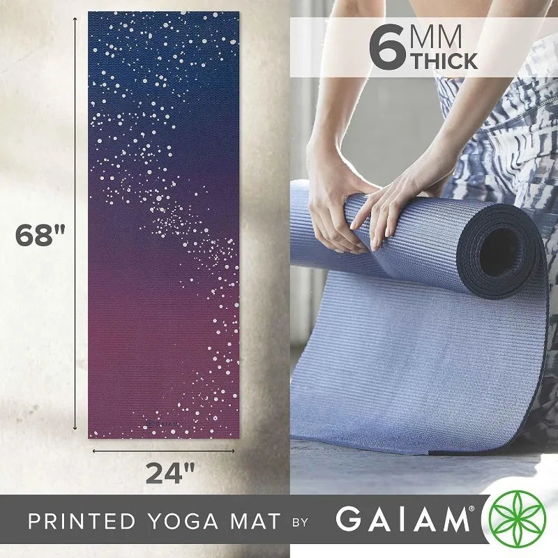 Gaiam Yoga Mat - Premium 6mm Print Extra Thick Non Slip for Yoga, Pilates & Floor Workouts