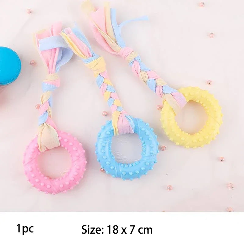 Pet Dog Chew Toys For Small Dog, TPR Knot Toys Bite Resistant, Molar Teeth Cleaning, Training and Interactive